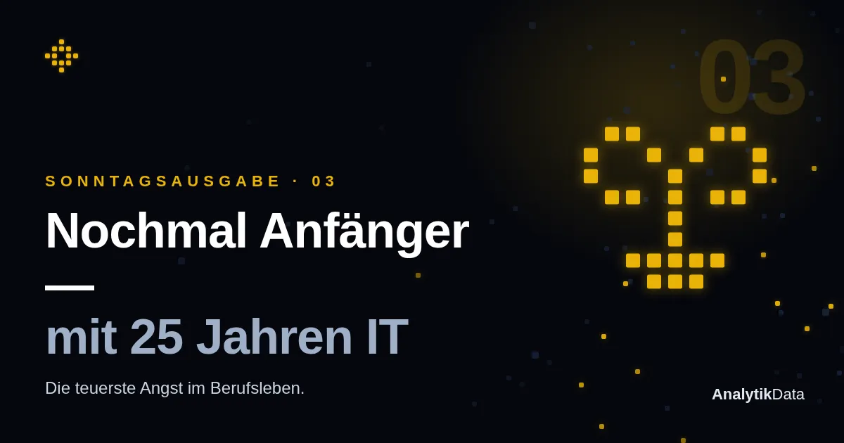 Sonntagsausgabe 03 — Nochmal Anfänger, mit 25 Jahren IT im Rücken