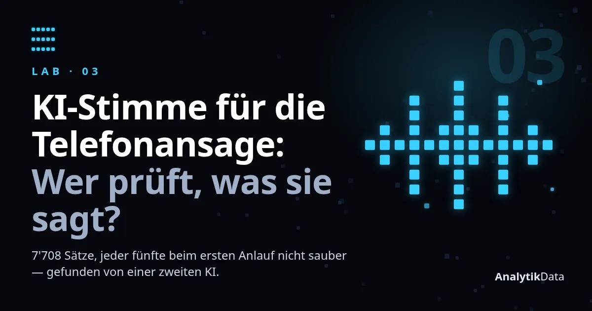 LAB 03 — KI-Stimme für die Telefonansage: Wer prüft, was sie sagt?