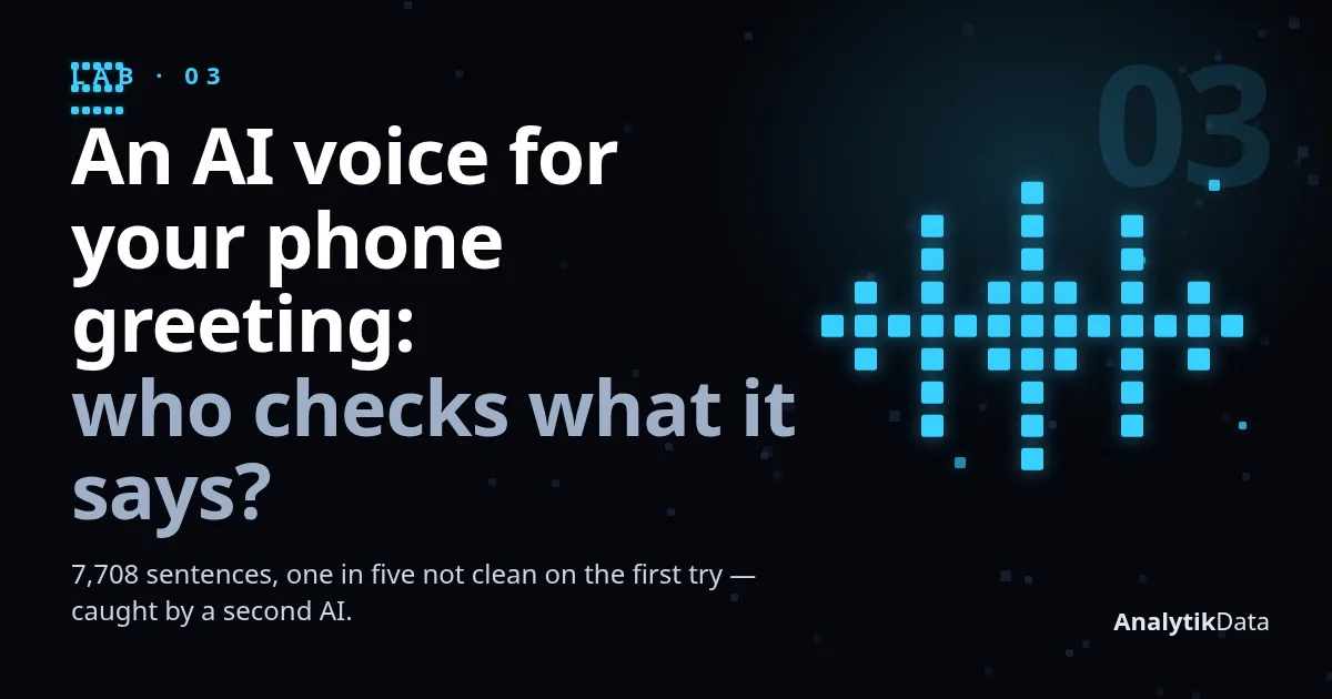 LAB 03 — An AI voice for your phone greeting: who checks what it says?