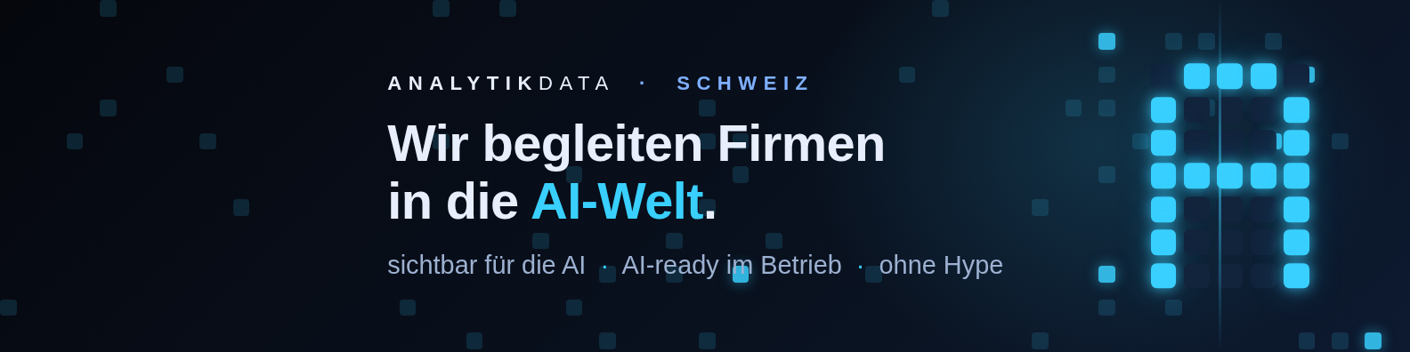 Wir begleiten Firmen in die AI-Welt — LinkedIn-Profil-Banner