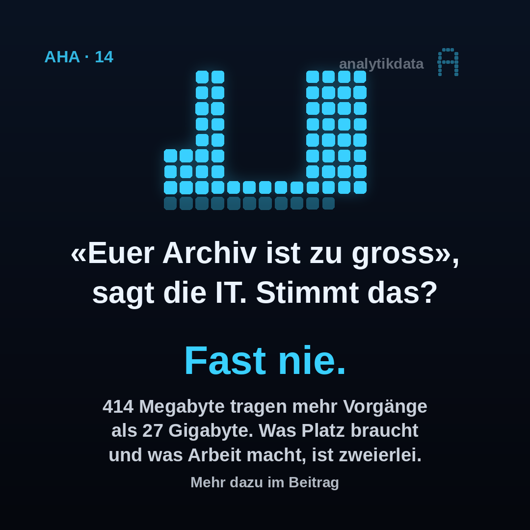 Dot-Matrix-Werk: Euer Archiv ist zu gross, sagt die IT. Stimmt das?