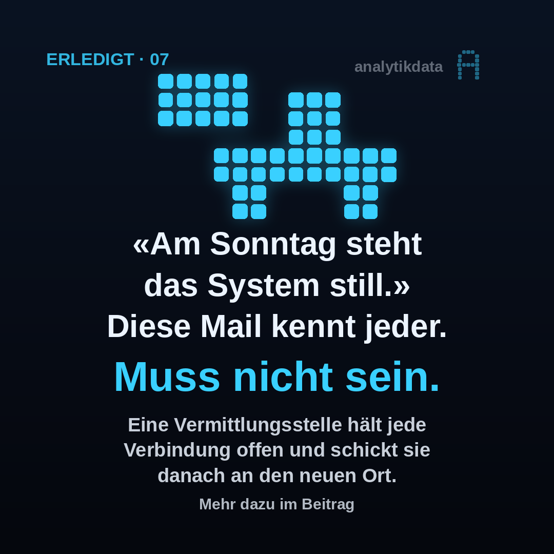 Dot-Matrix-Werk: Am Sonntag zwischen 18 und 22 Uhr steht das System still